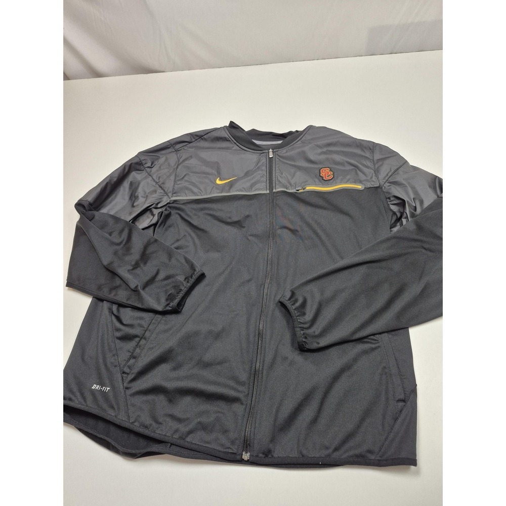 USC Trojans Jacket Mens XL Gray NCAA Football Nike Dri Fit Full Zip Warm Up